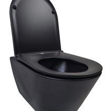 Wiesbaden Stereo Randloos Hangtoilet Mat Zwart incl. Wc-bril Flatline
