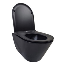 Wiesbaden Stereo Randloos Hangtoilet Mat Zwart incl. Wc-bril Flatline
