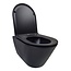 Wiesbaden Stereo Randloos Hangtoilet Mat Zwart incl. Wc-bril Flatline