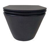 Stereo Randloos Hangtoilet Mat Zwart incl. Wc-bril Flatline