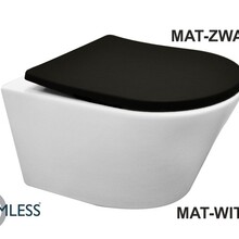 Wiesbaden Vesta randloos hangtoilet mat wit met shade slim Wc-bril mat zwart