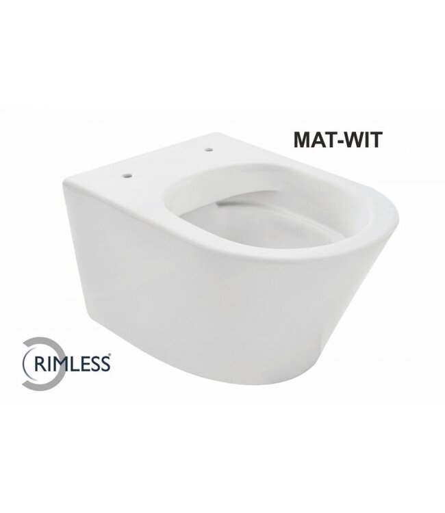 Vesta verkort randloos hangtoilet wit met shade slim Wc-bril mat zwart