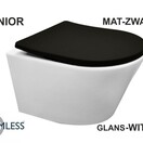 Vesta verkort randloos hangtoilet wit met shade slim Wc-bril mat zwart