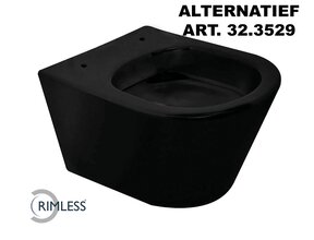 Wiesbaden Vesta randloos hangtoilet Mat Zwart excl Wc-bril