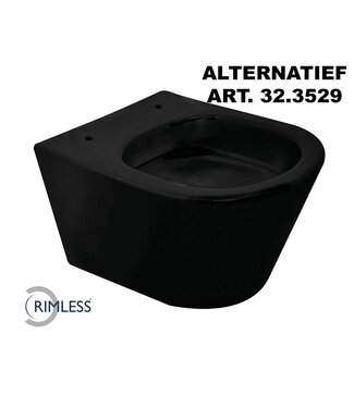 Wiesbaden Wiesbaden Vesta randloos hangtoilet Mat Zwart excl Wc-bril