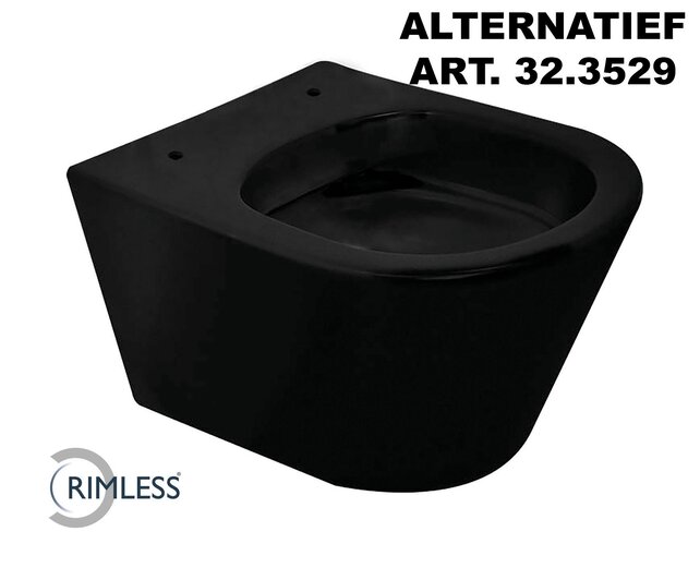 Wiesbaden Vesta randloos hangtoilet Mat Zwart excl Wc-bril