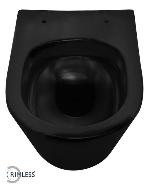 Wiesbaden Vesta randloos hangtoilet Mat Zwart excl Wc-bril