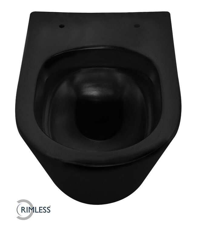Wiesbaden Vesta randloos hangtoilet Mat Zwart excl Wc-bril