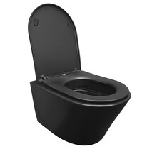 Vesta Randloos Hangtoilet Mat Zwart met Shade slim Wc-bril softclose en quick release