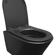 Wiesbaden Vesta Randloos Hangtoilet Mat Zwart met Shade slim Wc-bril softclose en quick release