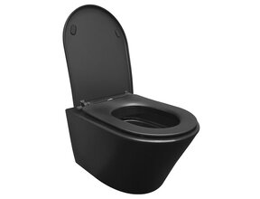 Wiesbaden Vesta Randloos Hangtoilet Mat Zwart met Shade slim Wc-bril softclose en quick release
