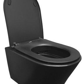 Wiesbaden Vesta Randloos Hangtoilet Mat Zwart met Shade slim Wc-bril softclose en quick release