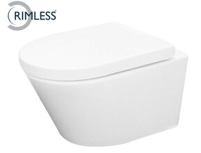 Wiesbaden Vesta wandcloset rimless Glans Wit met Vesta toiletzitting softclose en quick release