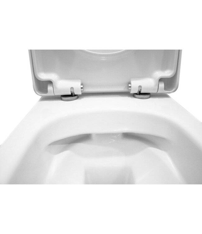 Wiesbaden Vesta wandcloset rimless Glans Wit met Vesta toiletzitting softclose en quick release