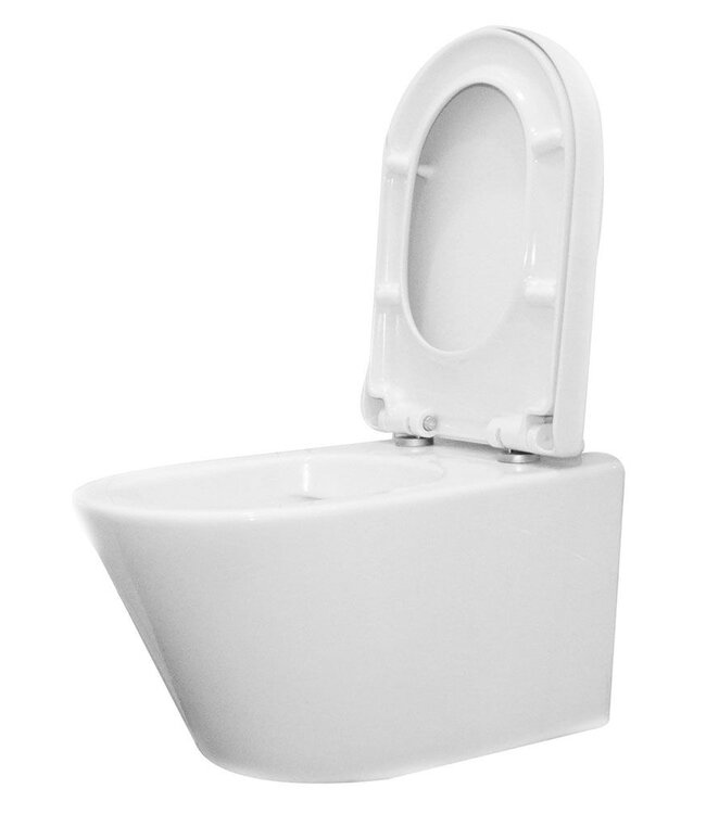 Wiesbaden Vesta wandcloset rimless Glans Wit met Vesta toiletzitting softclose en quick release