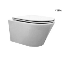 Vesta wandcloset Glans Wit rimless met Flatline wc-bril softclose en quick release