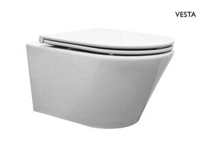 Wiesbaden Vesta wandcloset Glans Wit rimless met Flatline wc-bril softclose en quick release