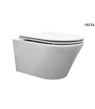 Wiesbaden Wiesbaden Vesta wandcloset Glans Wit rimless met Flatline wc-bril softclose en quick release