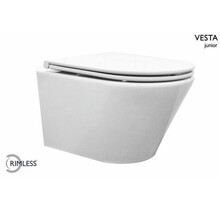 Vesta Verkort Hangtoilet Glans Wit Randloos met Flatline wc-bril