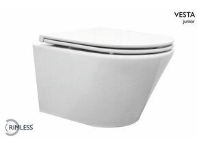 Wiesbaden Vesta Verkort Hangtoilet Glans Wit Randloos met Flatline wc-bril