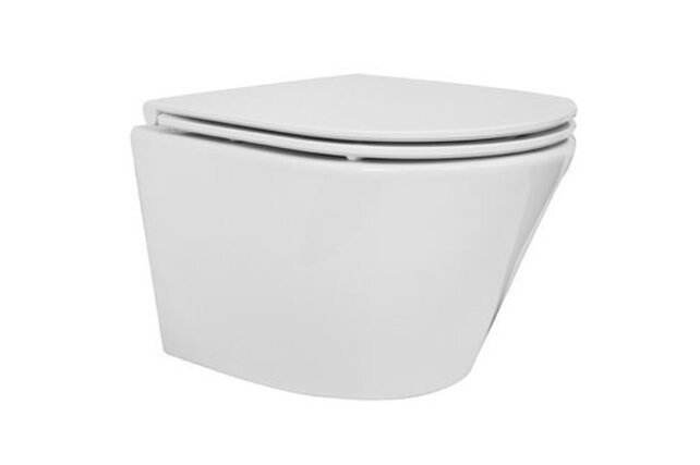 Vesta Verkort Hangtoilet Glans Wit Randloos met Flatline wc-bril