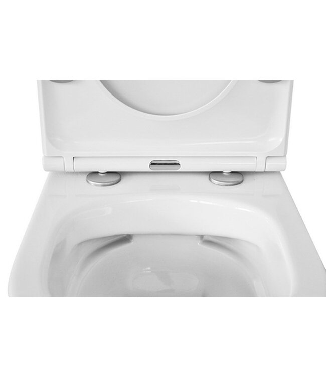 Vesta Verkort Hangtoilet Glans Wit Randloos met Flatline wc-bril