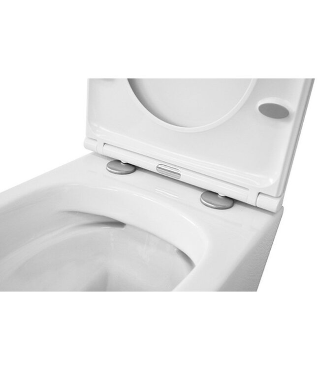 Vesta Verkort Hangtoilet Glans Wit Randloos met Flatline wc-bril