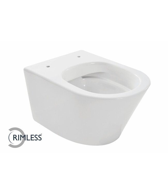 Wiesbaden Vesta Verkort Hangtoilet Glans Wit Randloos met Verhoogd wc-bril