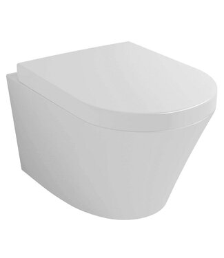 Wiesbaden Wiesbaden Vesta Verkort Hangtoilet Glans Wit Randloos met Verhoogd wc-bril