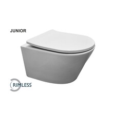 Wiesbaden Vesta Verkort Hangtoilet Glans Wit Randloos met Shade slim Wc-bril