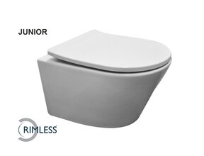 Wiesbaden Vesta Verkort Hangtoilet Glans Wit Randloos met Shade slim Wc-bril