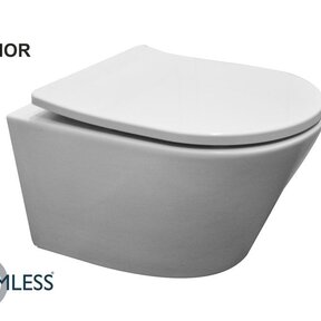 Wiesbaden Vesta Verkort Hangtoilet Glans Wit Randloos met Shade slim Wc-bril