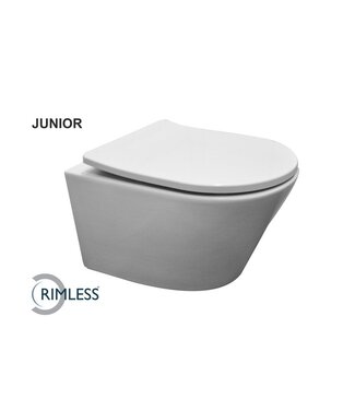 Wiesbaden Wiesbaden Vesta Verkort Hangtoilet Glans Wit Randloos met Shade slim Wc-bril