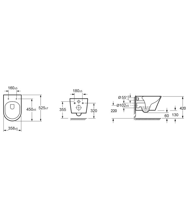 Wiesbaden Vesta Randloos Hangtoilet Tornado flush Mat Zwart excl. wc-bril
