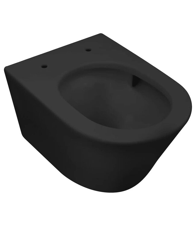 Wiesbaden Vesta Randloos Hangtoilet Tornado flush Mat Zwart excl. wc-bril