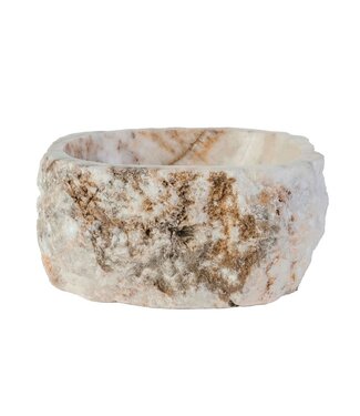 ALONI Waskom Natuursteen Rond Creme Natural sunset onyx 30-35x15cm