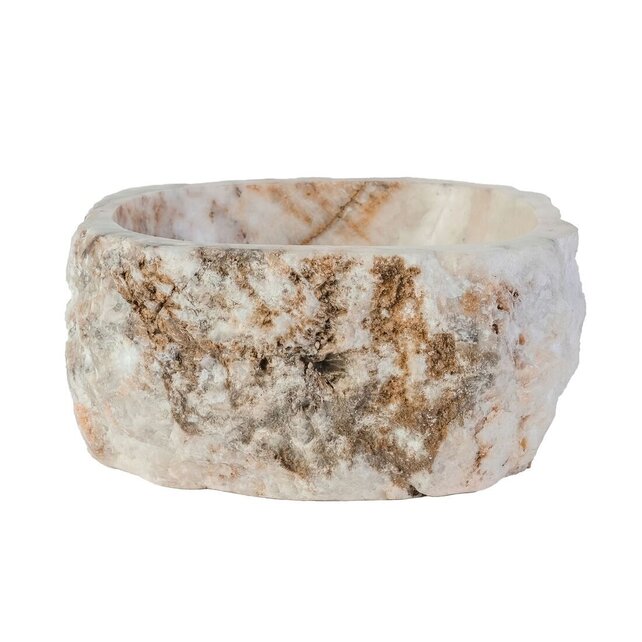 Waskom Natuursteen Rond Creme Natural sunset onyx 30-35x15cm