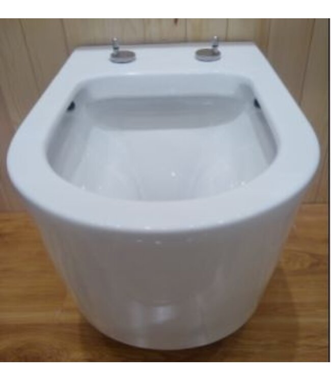 Wiesbaden Flow Randloos Hangtoilet Wit met nano coating incl. Flow verhoogd Wc-bril