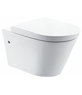 Wiesbaden Wiesbaden Flow Randloos Hangtoilet Wit met nano coating incl. Flow verhoogd Wc-bril