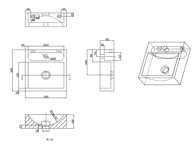 Wiesbaden B-Stone Toilet Fontein Natuursteen 30x30cm Vierkant met kraangat Wiesbaden B-Stone Toilet Fontein Natuursteen 30x30cm Vierkant met kraangat