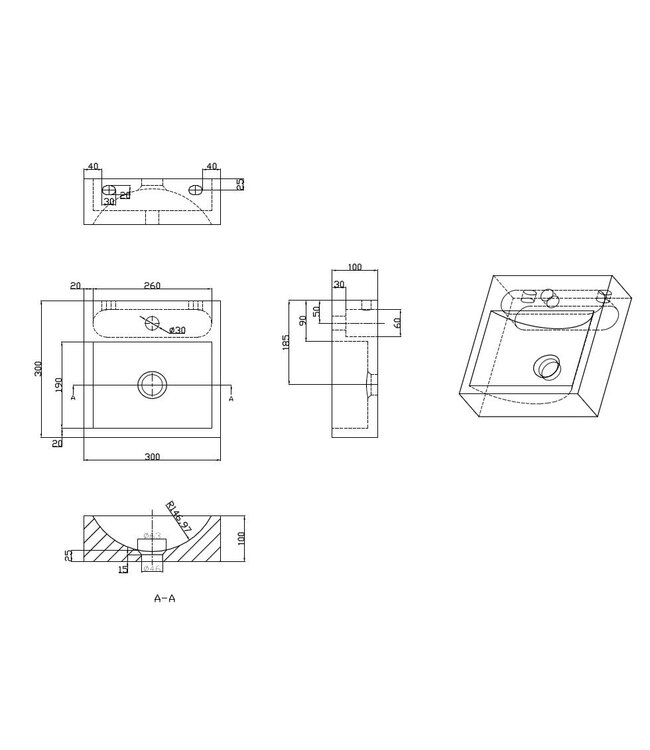 Wiesbaden B-Stone Toilet Fontein Natuursteen 30x30cm Vierkant met kraangat