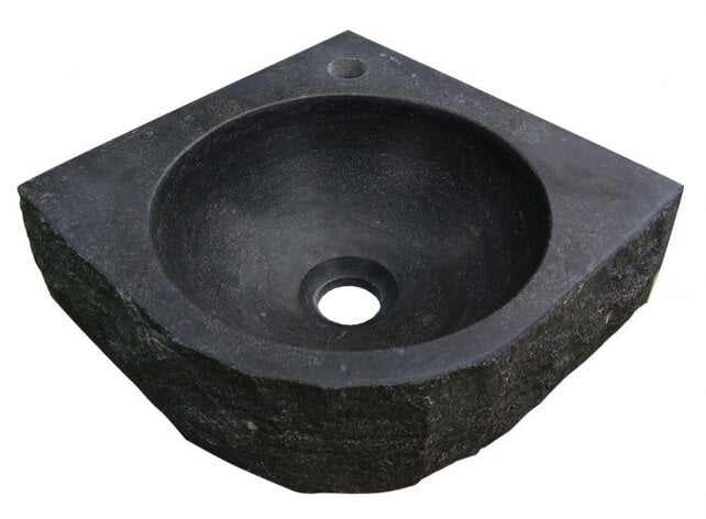 Wiesbaden B-Stone Toilet Fontein Natuursteen 30x30cm hamerslag hoekfontein met kraangat