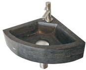 Wiesbaden B-Stone Toilet Fontein Natuursteen 30x30cm hoekfontein met kraangat