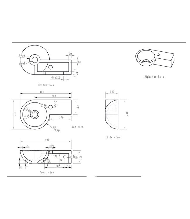 Wiesbaden Wiesbaden Toilet Fontein B-Stone Natuursteen Rechts Rond 40x23 cm