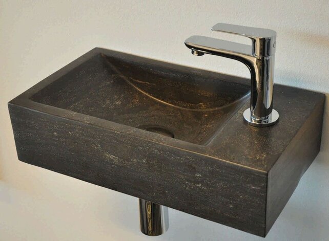 Wiesbaden Toilet Fontein B-Stone Natuursteen Rechts Rechthoek 40x22cm
