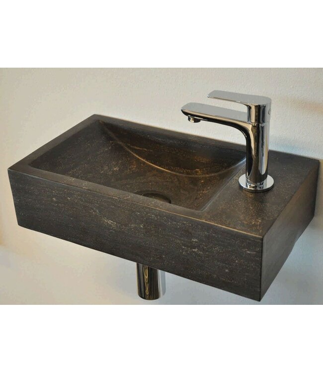 Wiesbaden Toilet Fontein B-Stone Natuursteen Rechts Rechthoek 40x22cm