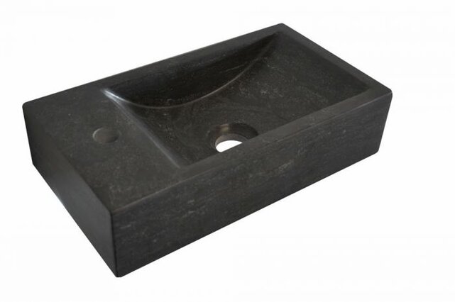Wiesbaden Toilet Fontein B-Stone Natuursteen Links Rechthoek 40x22cm
