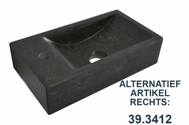 Wiesbaden Toilet Fontein B-Stone Natuursteen Links Rechthoek 40x22cm