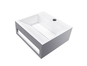 Wiesbaden Toilet fontein Jullia Mat Wit Solid Surface 30x28x12,5 cm met kraangat