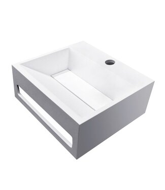 Wiesbaden Toilet fontein Julia Mat Wit Solid Surface 30x28x12,5 cm met kraangat